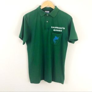 Hanes Activewear Green Graphic Print Polo Shirt Men Size S (34-36)